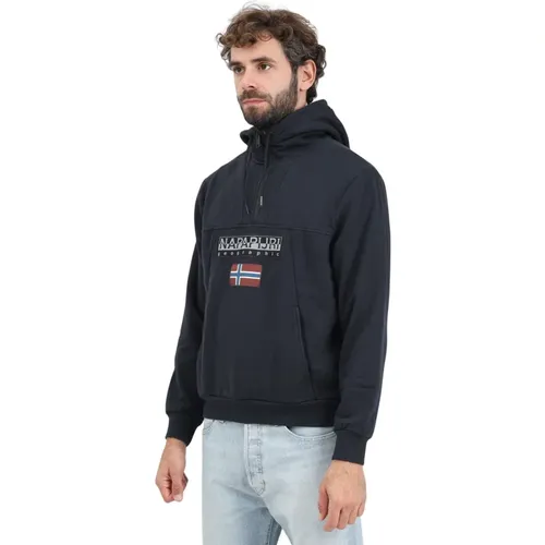 Schwarzer Halb-Zip Pullover Winterstil , Herren, Größe: L - Napapijri - Modalova