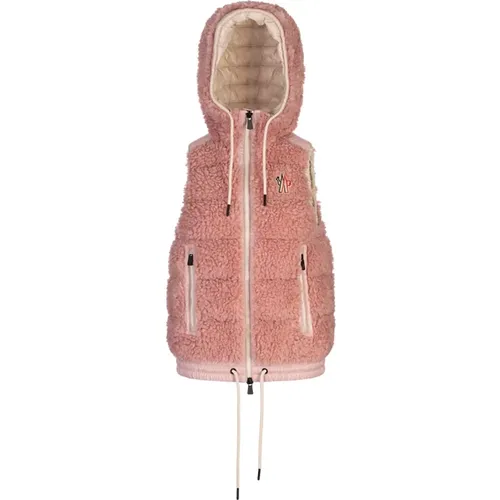 Rosa Teddy-Effekt Fleece Daunenweste - Moncler - Modalova