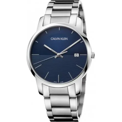 City Quartz Watch with Blue Dial and Stainless Steel Strap , female, Sizes: ONE SIZE - Calvin Klein - Modalova