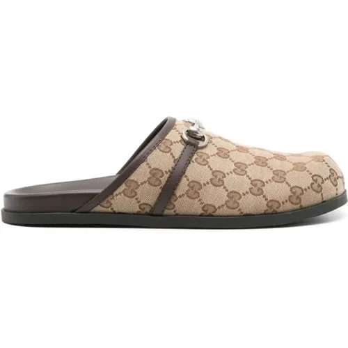 Canvas Slip-On Sandals , male, Sizes: 8 1/2 UK, 7 1/2 UK - Gucci - Modalova