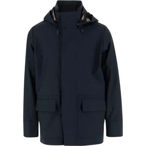 Marineblaue Wollmischjacke mit Kapuze , Herren, Größe: L - K-way - Modalova