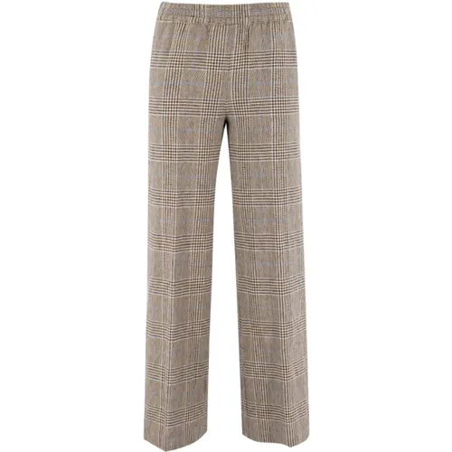 Check Linen and Cotton Trousers , female, Sizes: XS, S, 2XS, M - Aspesi - Modalova