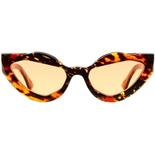 Gelbe orangefarbene Sonnenbrille für Frauen , Damen, Größe: 54 MM - Kuboraum - Modalova