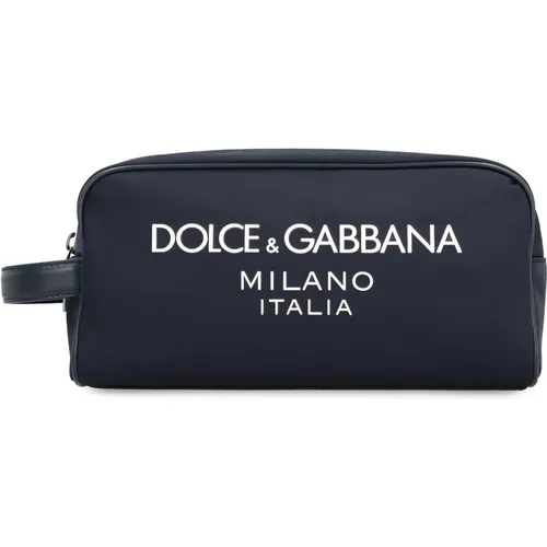 Nylon Waschtasche mit Lederdetails , Herren, Größe: ONE Size - Dolce & Gabbana - Modalova