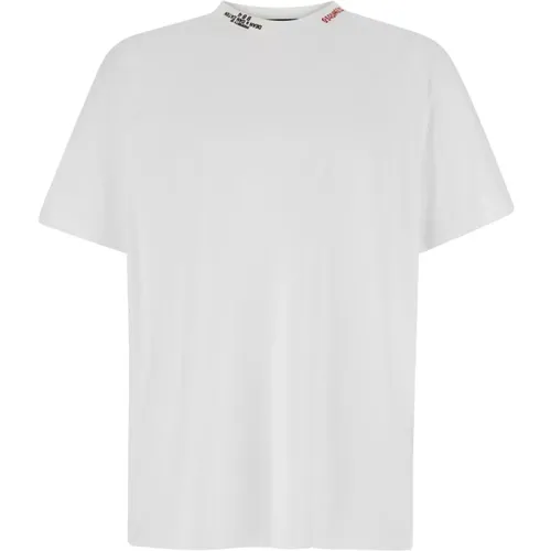 Logo Collar Cotton T-shirt , male, Sizes: L, XL, S, M - Dsquared2 - Modalova