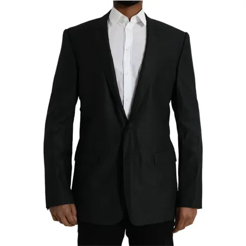 Blazers, male, , Size: 2XL Wool Blazer Slim Fit - Dolce & Gabbana - Modalova