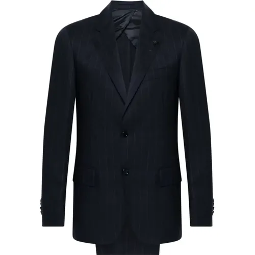 Single Breasted Suits, male, , Size: M Pinstripe Wool Suit Set - Lardini - Modalova