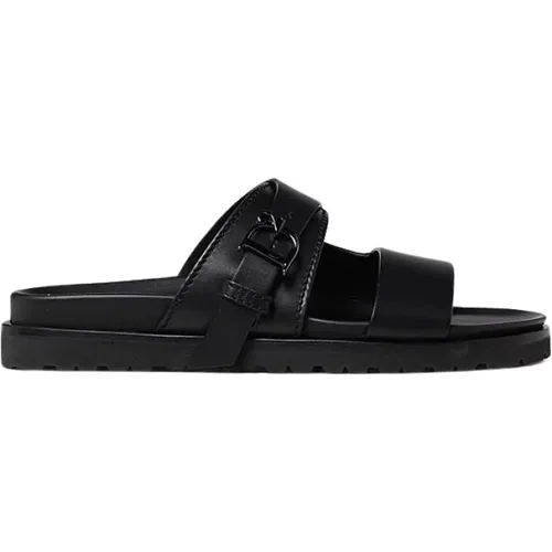 Flat Leather Sandals with Adjustable Metal Buckle , male, Sizes: 6 UK, 7 UK - Dsquared2 - Modalova