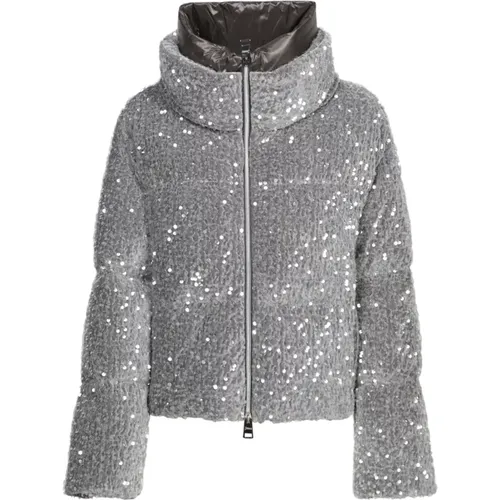 Graue Daunenjacke mit reflektierenden Pailletten , Damen, Größe: S - Herno - Modalova