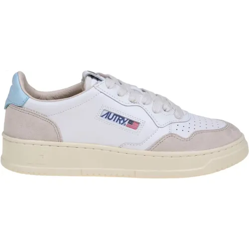 And Light Blue Leather Sneakers , female, Sizes: 4 UK - Autry - Modalova