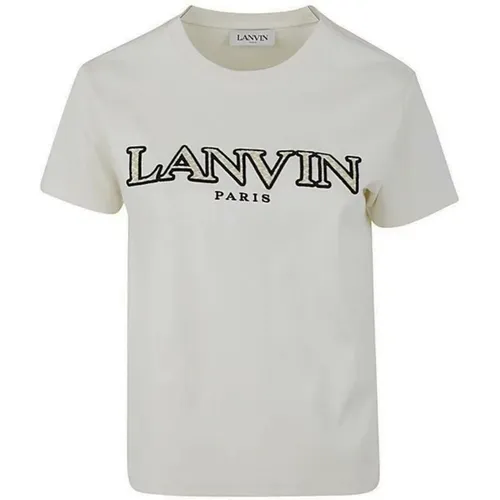 Graues Baumwoll-Logo-T-Shirt Aw23 - Lanvin - Modalova