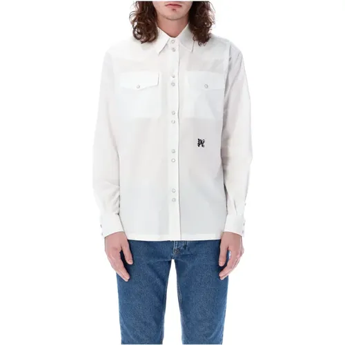 Monogram Shirt with Pearl Buttons , male, Sizes: M, L - Palm Angels - Modalova