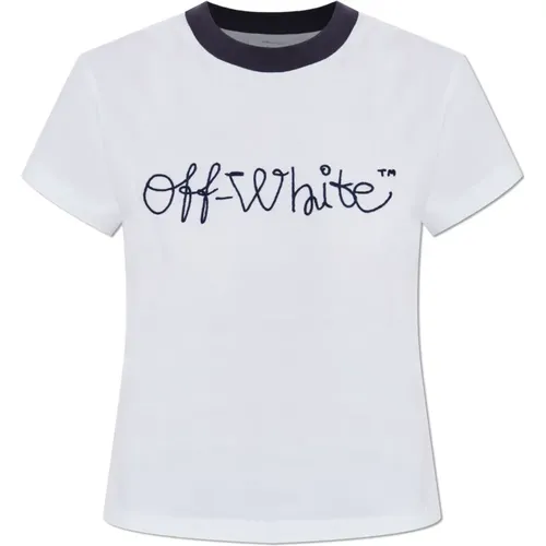 Off , T-Shirts, female, , Size: M T-shirt with logo - Off White - Modalova