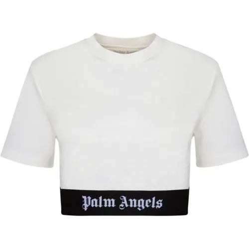 Weißes Logo Band T-Shirt , Damen, Größe: XS - Palm Angels - Modalova