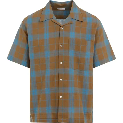 Checkered Camp Cotton Shirt Brown , male, Sizes: L - Universal Works - Modalova