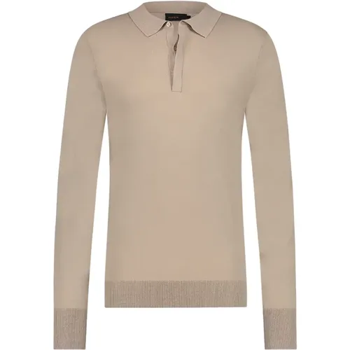 Taupe Langarm Polo Shirt , Herren, Größe: XL - Aeden - Modalova