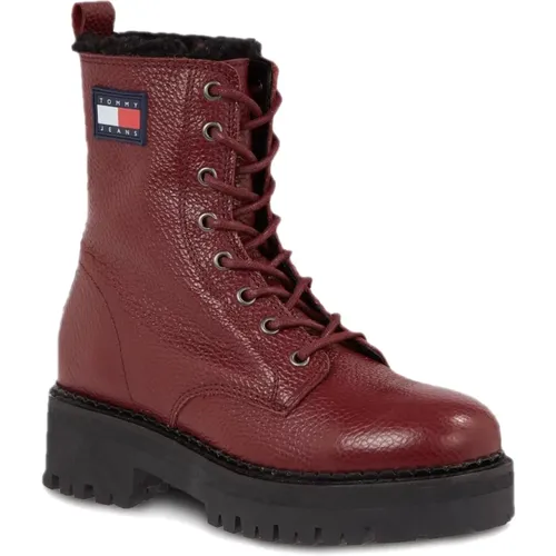 Urbaner Tumbled-Lederstiefel - Tommy Hilfiger - Modalova