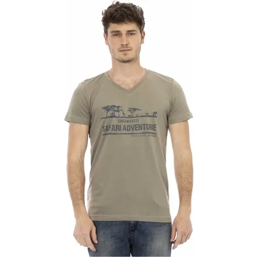 Kurzarm V-Ausschnitt T-Shirt , Herren, Größe: 2XL - Trussardi - Modalova