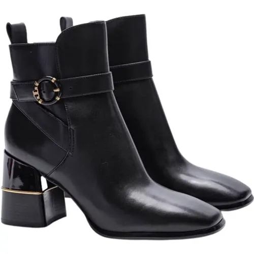 Schwarze Leder Stiefeletten mit Absatz , Damen, Größe: 37 EU - TORY BURCH - Modalova