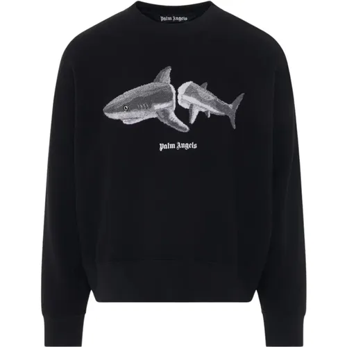 Shark Logo Sweatshirt , male, Sizes: L, S, M - Palm Angels - Modalova