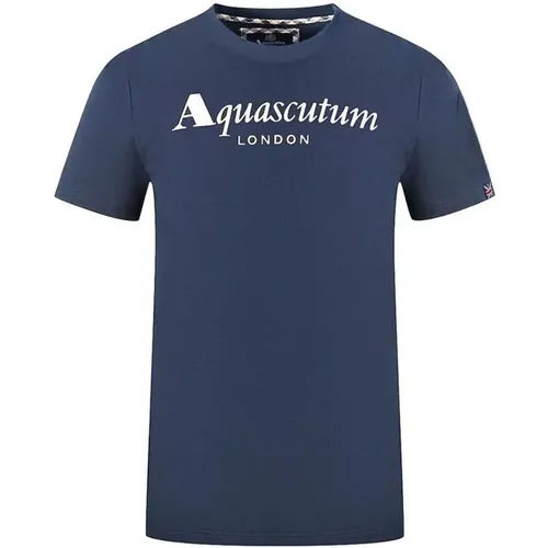 Contrasting Logo Cotton T-Shirt , male, Sizes: L, 2XL, S, M, XL - Aquascutum - Modalova
