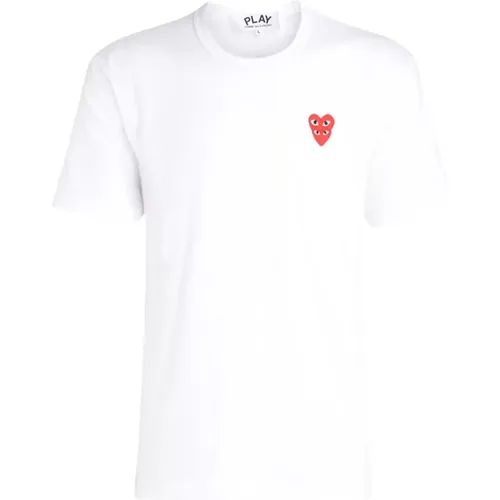 T-Shirts, male, , Size: L Heart Print Slim Fit T-Shirt - Comme des Garçons Play - Modalova