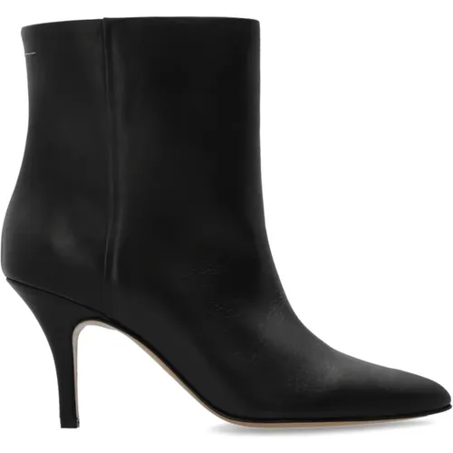 Heeled Boots, female, , Size: 7 US Leather ankle boots with heels - MM6 Maison Margiela - Modalova