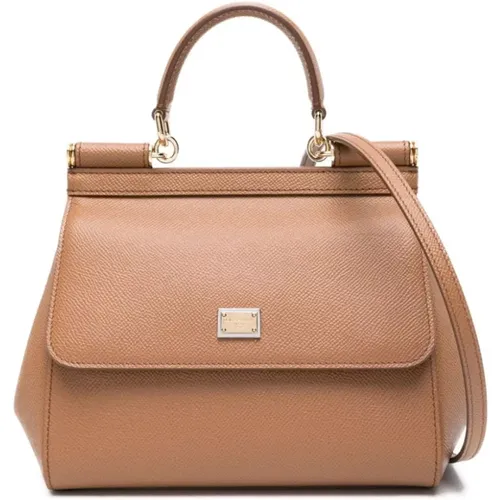 Caramel Sicily Shoulder Bag , female, Sizes: ONE SIZE - Dolce & Gabbana - Modalova