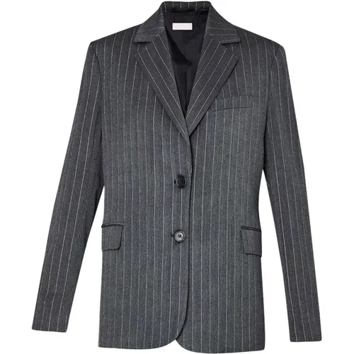 Blazers, female, , Size: 2XS Elegant Pinstripe Long Blazer - Liu Jo - Modalova