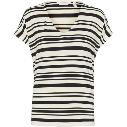 Stripe V-Neck T-Shirt , female, Sizes: 2XL, S, M, XS - Part Two - Modalova