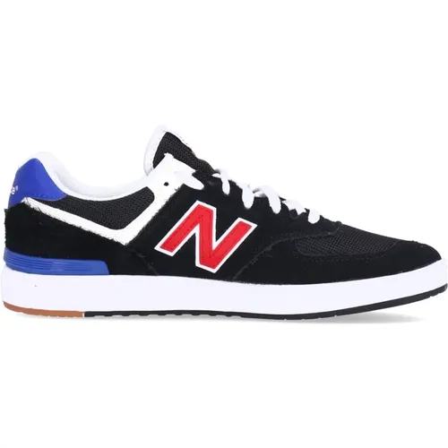 Sneakers, male, , Size: 8 1/2 US Black/Red Sneakers 574 Lace-Up Closure - New Balance - Modalova