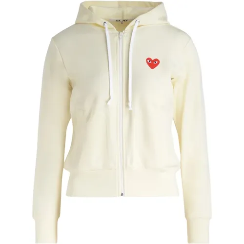 Zip-throughs, female, , Size: S Hoodie with Red Heart Zip Closure - Comme des Garçons Play - Modalova