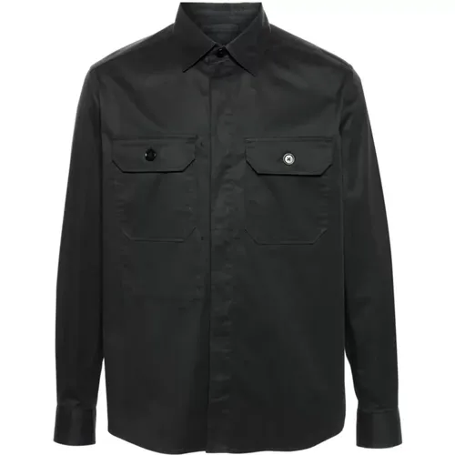 Cotton Shirt with Concealed Buttons , male, Sizes: M, S, XL, L - Z Zegna - Modalova