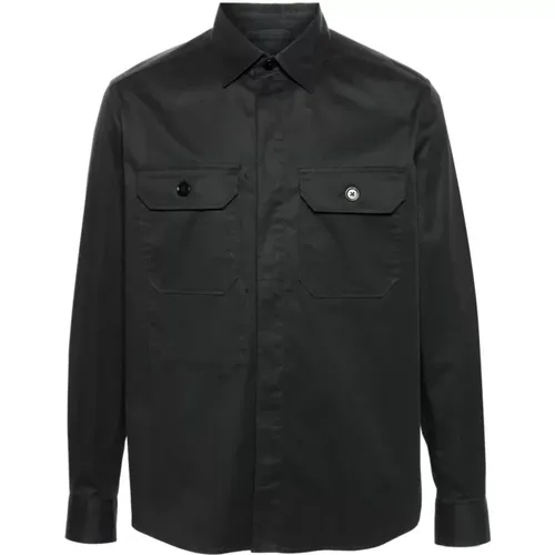 Cotton Shirt with Concealed Buttons , male, Sizes: S - Z Zegna - Modalova