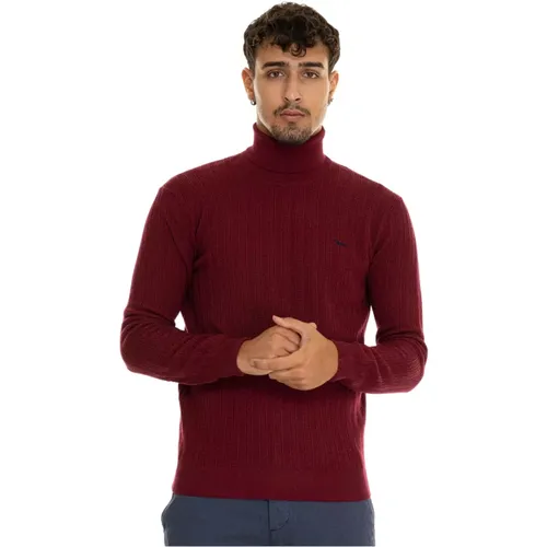 Turtlenecks, male, , Size: 3XL Textured Wool Turtleneck Pullover - Harmont & Blaine - Modalova