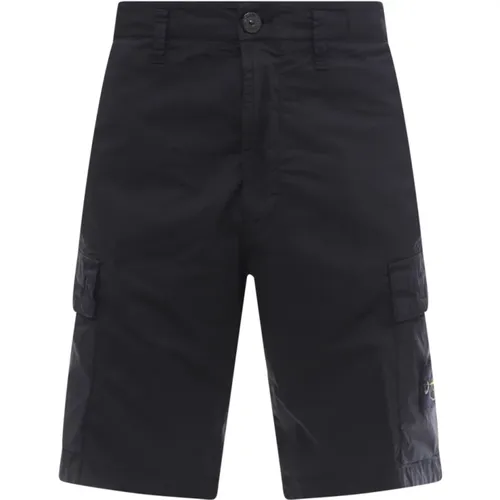 Blaue Shorts mit Reißverschluss und Knopf , Herren, Größe: W33 - Stone Island - Modalova