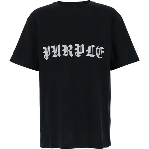 Gothic Logo T-Shirts und Polos Schwarz , Herren, Größe: S - Purple Brand - Modalova