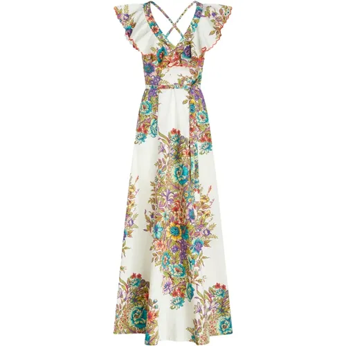 Weißes Ärmelloses Kleid mit Blumenmuster - ETRO - Modalova