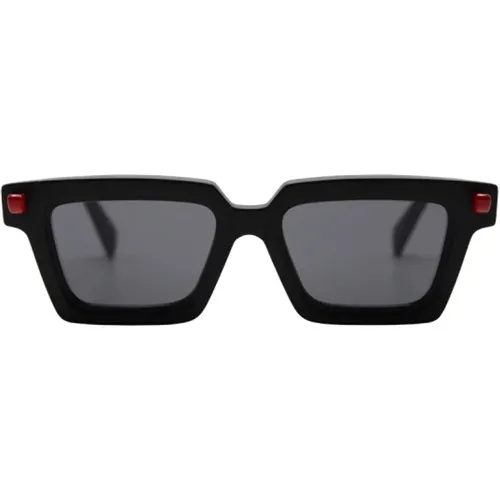 Q2 Sonnenbrille - Schwarzer Acetatrahmen, Graue Gläser , Damen, Größe: ONE Size - Kuboraum - Modalova