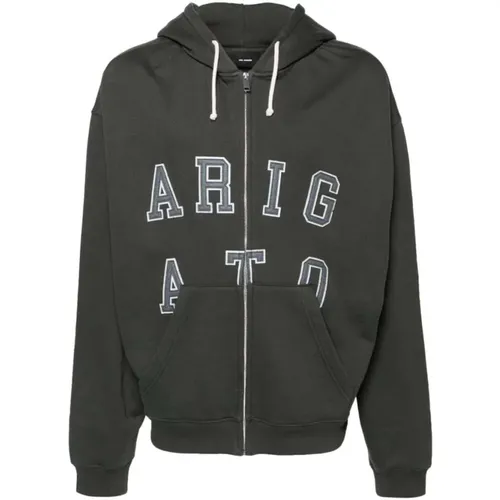 Zip-throughs, male, , Size: XL Dark Grey Hooded Sweatshirt with Zip - Axel Arigato - Modalova