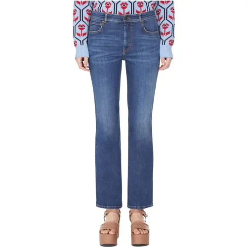 Blaue Slim Fit Cropped Jeans , Damen, Größe: M - Max Mara Weekend - Modalova