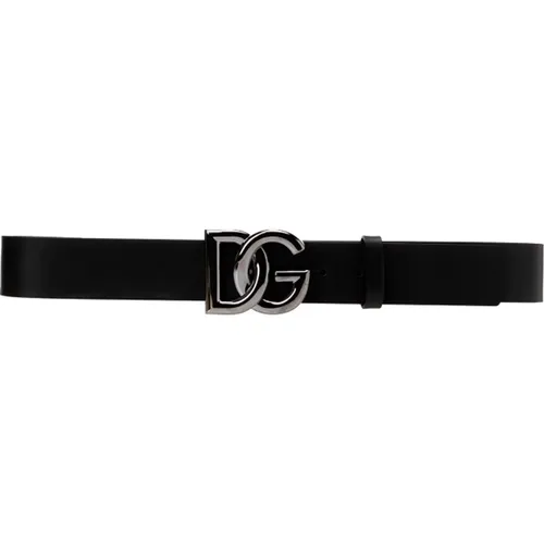 Schwarze Gürtel mit Pinafore-Metall , Herren, Größe: 90 CM - Dolce & Gabbana - Modalova