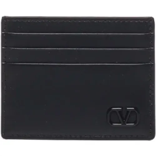 Leather Card Holder Wallet , male, Sizes: ONE SIZE - Valentino Garavani - Modalova