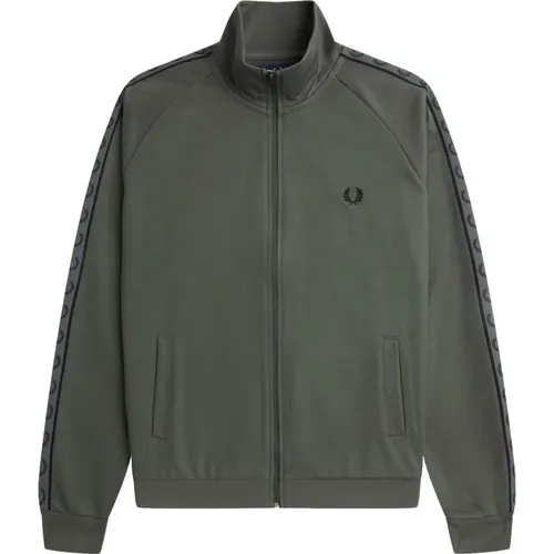 Zip-throughs, male, , Size: XL Contrast Tape Track Field Jacket - Fred Perry - Modalova