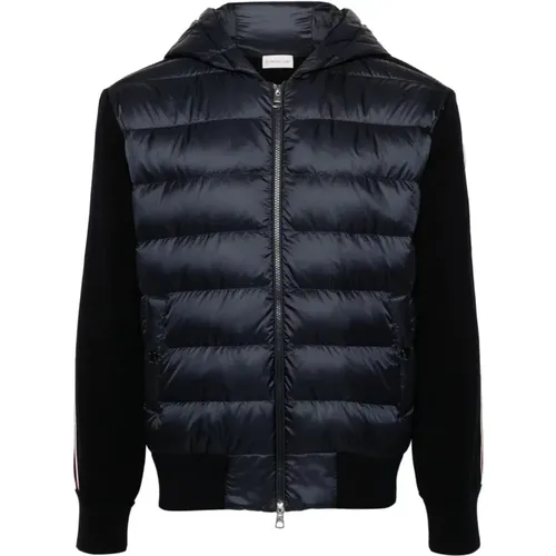 Navy Hybrid Zip Jacket , male, Sizes: M - Moncler - Modalova