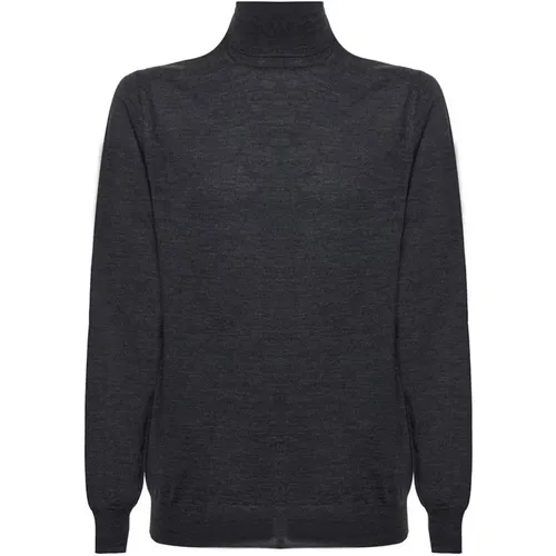 Turtlenecks, male, , Size: 2XL Grey Wool Turtleneck Sweater - Paolo Pecora - Modalova