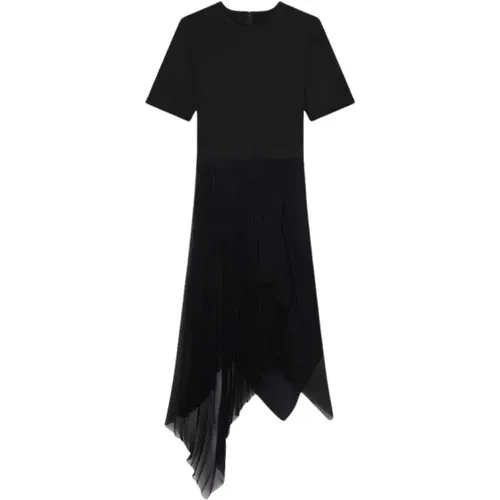 Asymmetrisches Schwarzes Kleid mit Plissee und Monogrammgürtel - Givenchy - Modalova