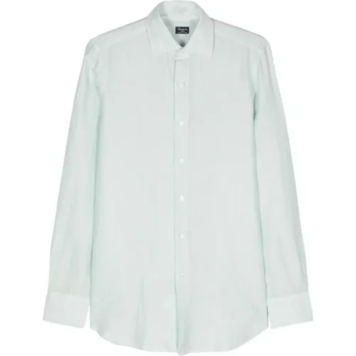 Green Linen-Cotton Slub Shirt , male, Sizes: 2XL - Finamore - Modalova