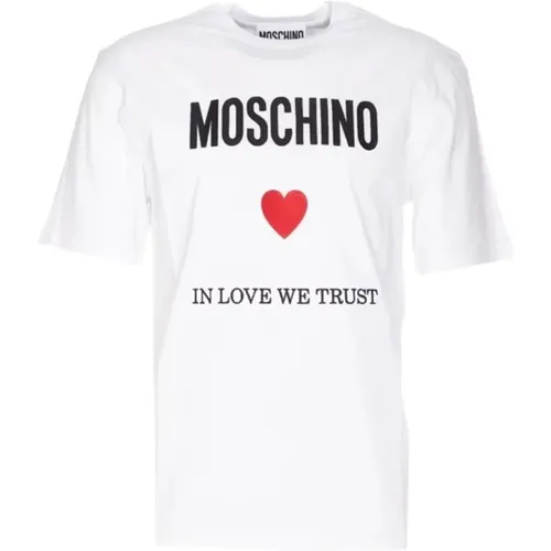 T-Shirts, male, , Size: M T-Shirt In Love We Trust - Moschino - Modalova