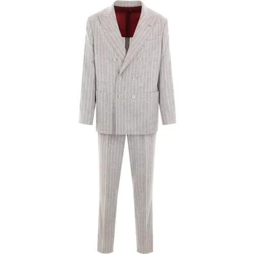 Double Breasted Suits, male, , Size: XL Alpaca and Wool Two-Piece Suit - BRUNELLO CUCINELLI - Modalova